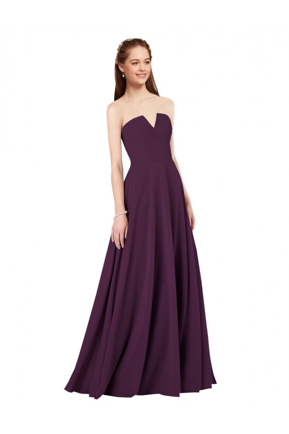 Strapless Chiffon Bridesmaid Dress with Notched Neckline Canada