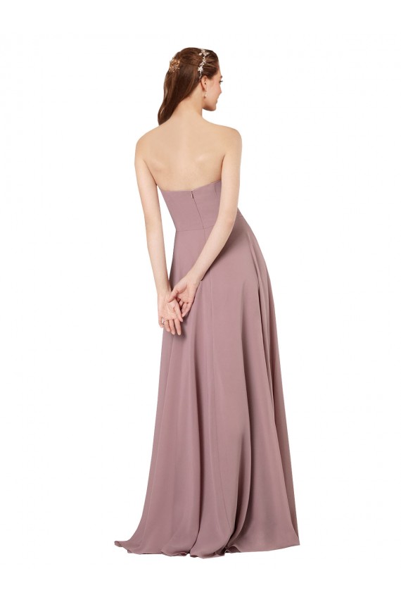 Strapless Chiffon Bridesmaid Dress with Notched Neckline Canada