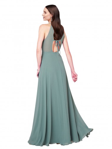 Floor Length Long Chiffon Bridesmaid Dress with Double Bow Feature Canada