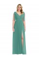 Plunge Neckline Bow Shoulder Chiffon Maxi Bridesmaid Dress Canada