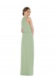 High Neck Scarf Tie Blouson Bodice Maxi Bridesmaid Dress with Front Slit Canada