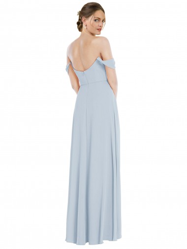 Off the Shoulder Basque Neck Maxi Bridesmaid Dress with Flounce Sleeves Canada