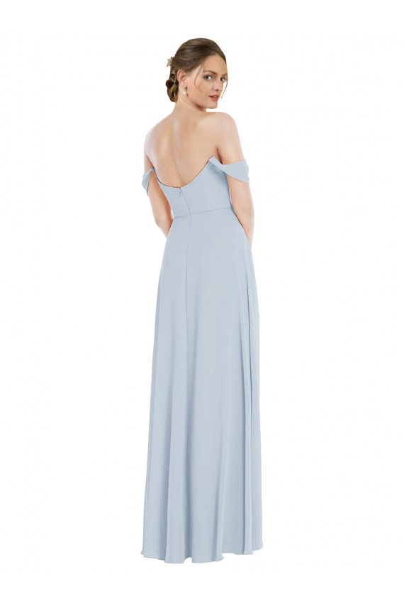 Off the Shoulder Basque Neck Maxi Bridesmaid Dress with Flounce Sleeves Canada