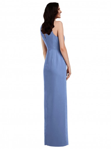 Sleeveless Chiffon Bridesmaid Dress with Draped Front Slit Canada