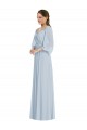 Off the Shoulder Puff Sleeve Maxi Formal Bridesmaid Dress with Front Slit Canada