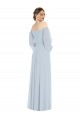 Off the Shoulder Puff Sleeve Maxi Formal Bridesmaid Dress with Front Slit Canada