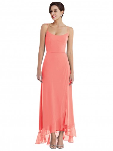 Shop Scoop Neck Ruffle Trimmed High Low Maxi Bridesmaid Dress Canada