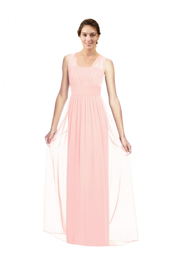 V-Neck Full Length Chiffon Bridesmaid Dress Canada