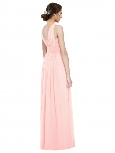 V-Neck Full Length Chiffon Bridesmaid Dress Canada