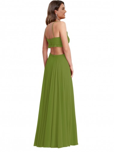 Ruffled Chiffon Cutout Maxi Bridesmaid Dress Canada