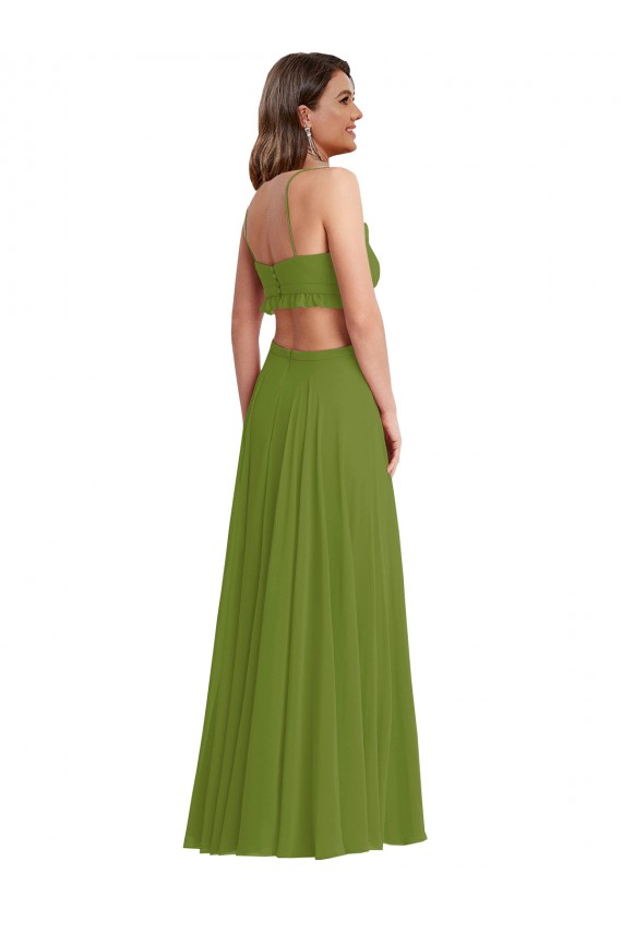 Ruffled Chiffon Cutout Maxi Bridesmaid Dress Canada