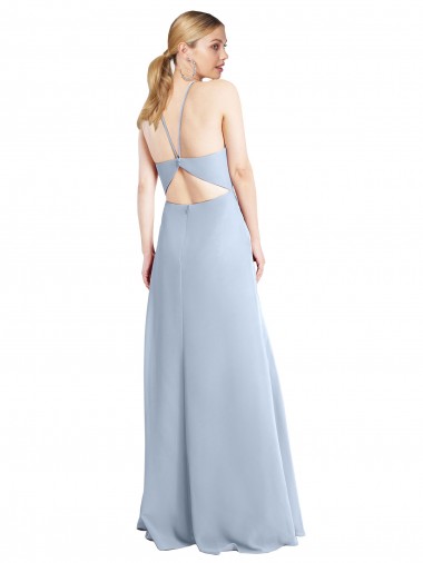 Halter Neck Long Chiffon Bridesmaid Dress with Strappy Back and Daring Side Slit Canada