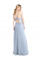 Halter Neck Long Chiffon Bridesmaid Dress with Strappy Back and Daring Side Slit Canada