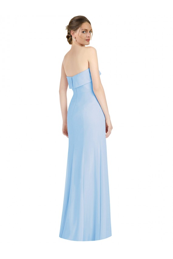 Strapless Trumpet Chiffon Formal Bridesmaid Dress with Thigh high Slit Canada