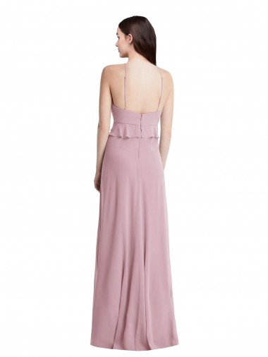Bias Ruffle Empire Waist Halter Maxi Bridesmaid Dress Canada