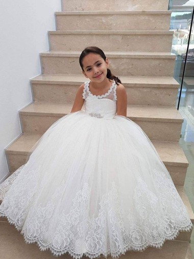 Shop Ivory Ball Gown Floor Length Flower Girl Dress Canada