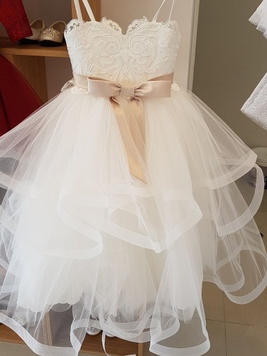Ivory Ball Gown High Neck Floor Length Flower Girl Dress Canada