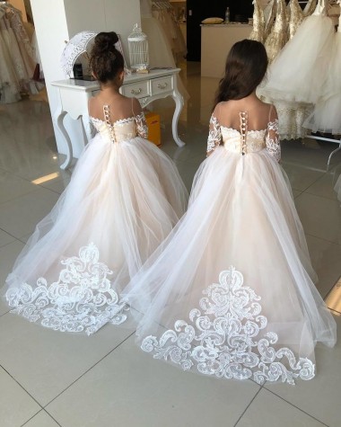 Shop Ivory Ball Gown Sweetheart Chapel Train Long Sleeve Flower Girl Dress Canada