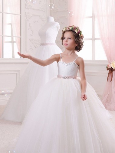 Shop Ivory Ball Gown Sweetheart Chapel Train Sleeveless Flower Girl Dress Canada