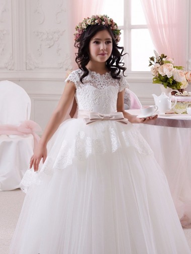 Shop Ivory Ball Gown Sweetheart Floor Length Sleeveless Flower Girl Dress Canada