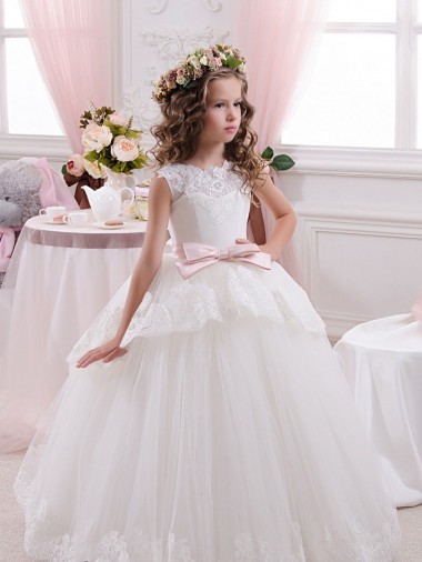Shop Ivory Ball Gown Sweetheart V-Back Sleeveless Flower Girl Dress Canada