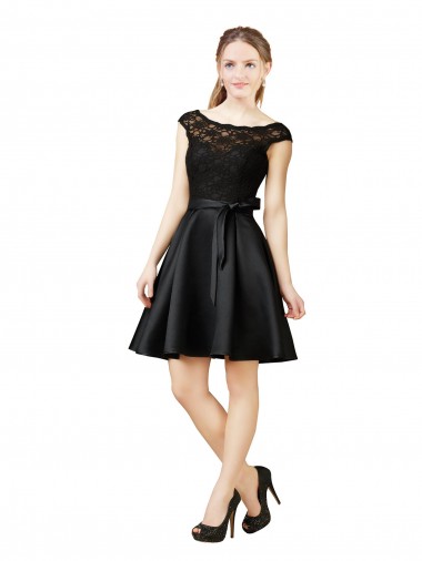 Shop Lace and Satin Cocktail Bridesmaid Dress with V-Back Canada