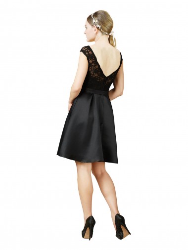 Lace and Satin Cocktail Bridesmaid Dress with V-Back Canada