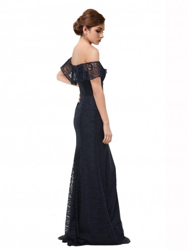 Off the Shoulder Long Lace Bridesmaid Dress / Prom Dress with Flutter Sleeves Canada