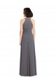 Long Chiffon Bridesmaid Dress with Corded Lace Bodice
