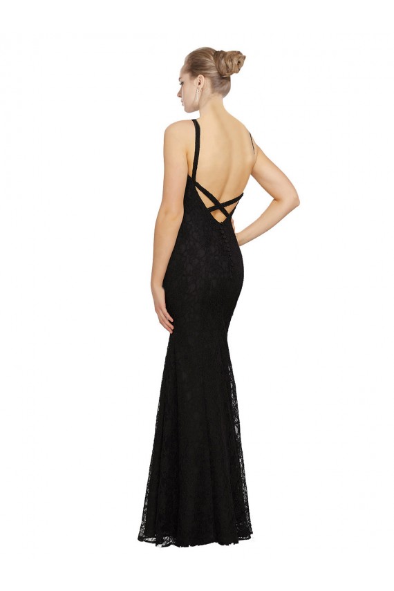 Fitted Lace Bridesmaids Dress with Jewel Neckline and Open Back Canada
