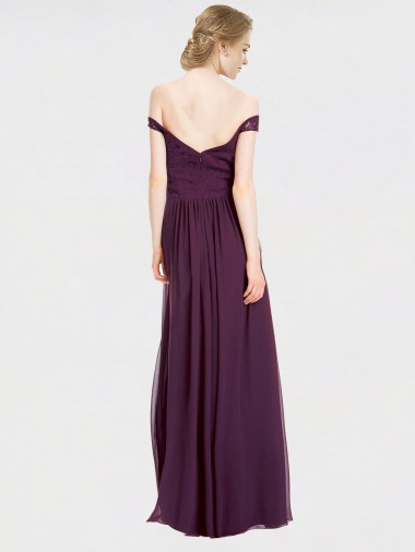 Sweetheart Long Bridesmaid Dress with Off the Shoulder Cap Sleeve Lace Bodice Canada