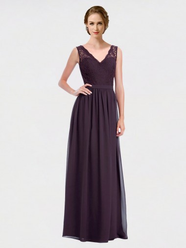 Shop V-Neck Bridesmaid Dress with Corded Lace Bodice Canada