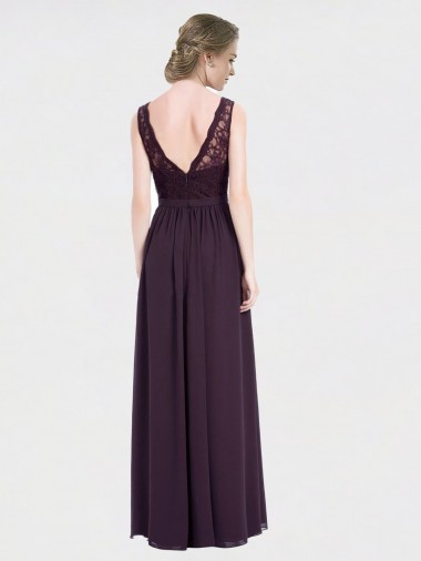 V-Neck Bridesmaid Dress with Corded Lace Bodice Canada