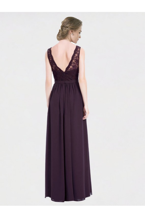 V-Neck Bridesmaid Dress with Corded Lace Bodice