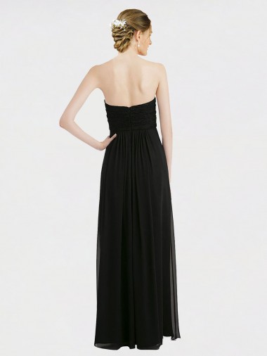 Long Strapless Lace Bodice Bridesmaid Dress with Sweetheart Neckline and Criss-Cross Pleats Canada