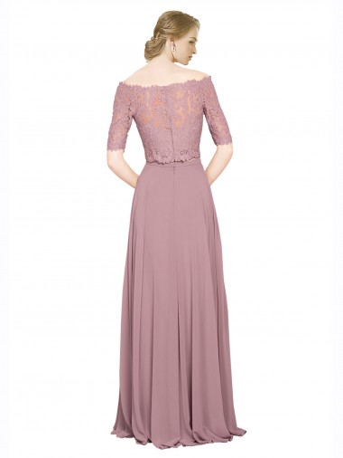 Off the Shoulder Lace Crop Top A-Line Chiffon Bridesmaid Dress / Prom Dress Canada