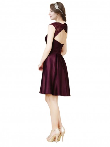 Short Knee Length Lace Cocktail Bridesmaid Dress with Square Neck Canada