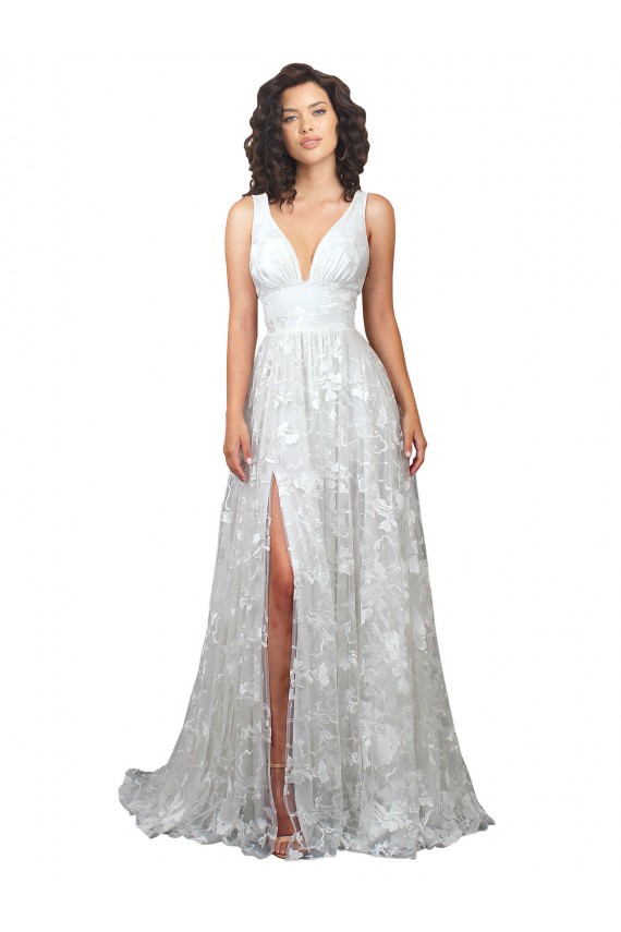 Plunging V-Neckline Wedding Dress with Slit Canada