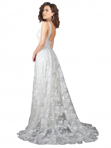 Plunging V-Neckline Wedding Dress with Slit Canada