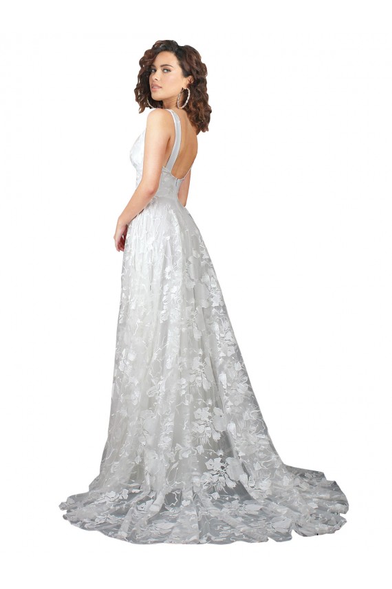 Plunging V-Neckline Wedding Dress with Slit Canada