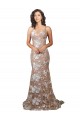 Fishtail Shaped V-Neck Embroidered Foral Lace Wedding Dress
