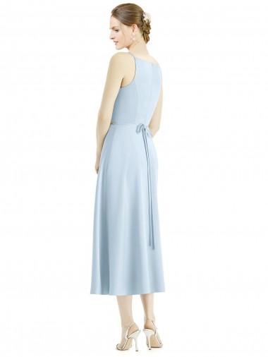 Short Tea Length V-Neck Satin Bridesmaid Dress Canada