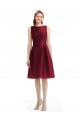 Short Midi Length Satin Cocktail Bridesmaid Dress with Bateau Neckline and V-Back Canada