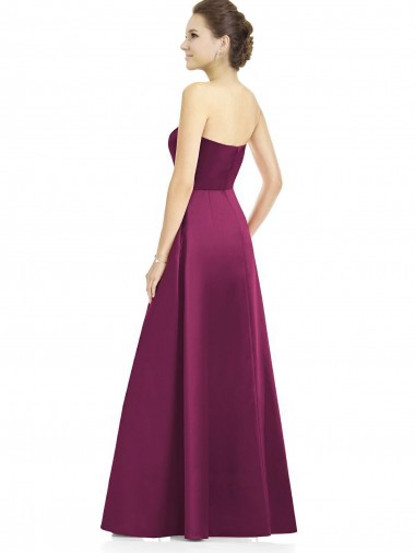 Full Length Strapless Long Satin Bridesmaid Dress with Sweetheart Neckline Canada