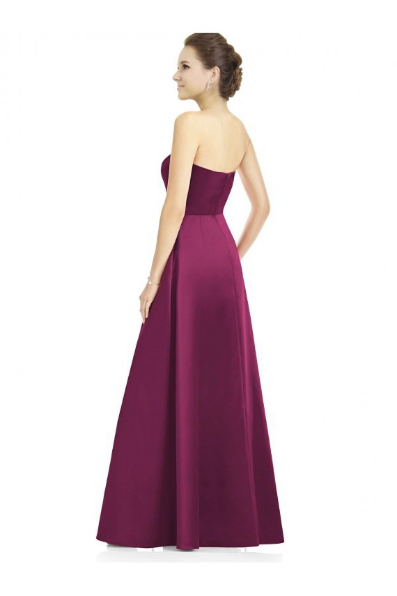 Full Length Strapless Long Satin Bridesmaid Dress with Sweetheart Neckline Canada