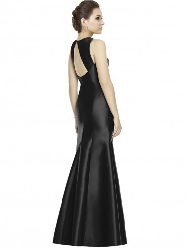 Full Length Mermaid Long Satin Bridesmaid Dress with Keyhole Back Canada