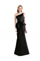 Long One Shoulder Satin Bridesmaid Dress with Bow Ties Canada