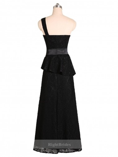 Long One Shoulder Satin Bridesmaid Dress with Bow Ties Canada