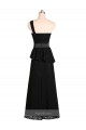 Long One Shoulder Satin Bridesmaid Dress with Bow Ties Canada
