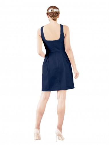 V-Neck A-Line Satin Cocktail Bridesmaid Dress with Pockets Canada